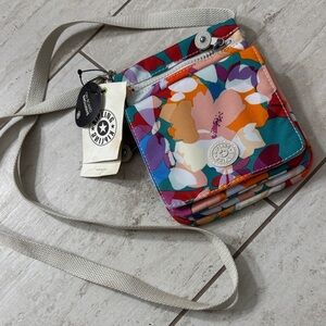 Kipling Teal Multicolor Floral Crossbody Bag..NWT..authentic